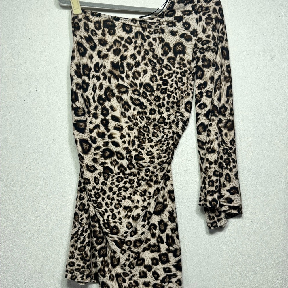 Leopard Print One-Shoulder Dress